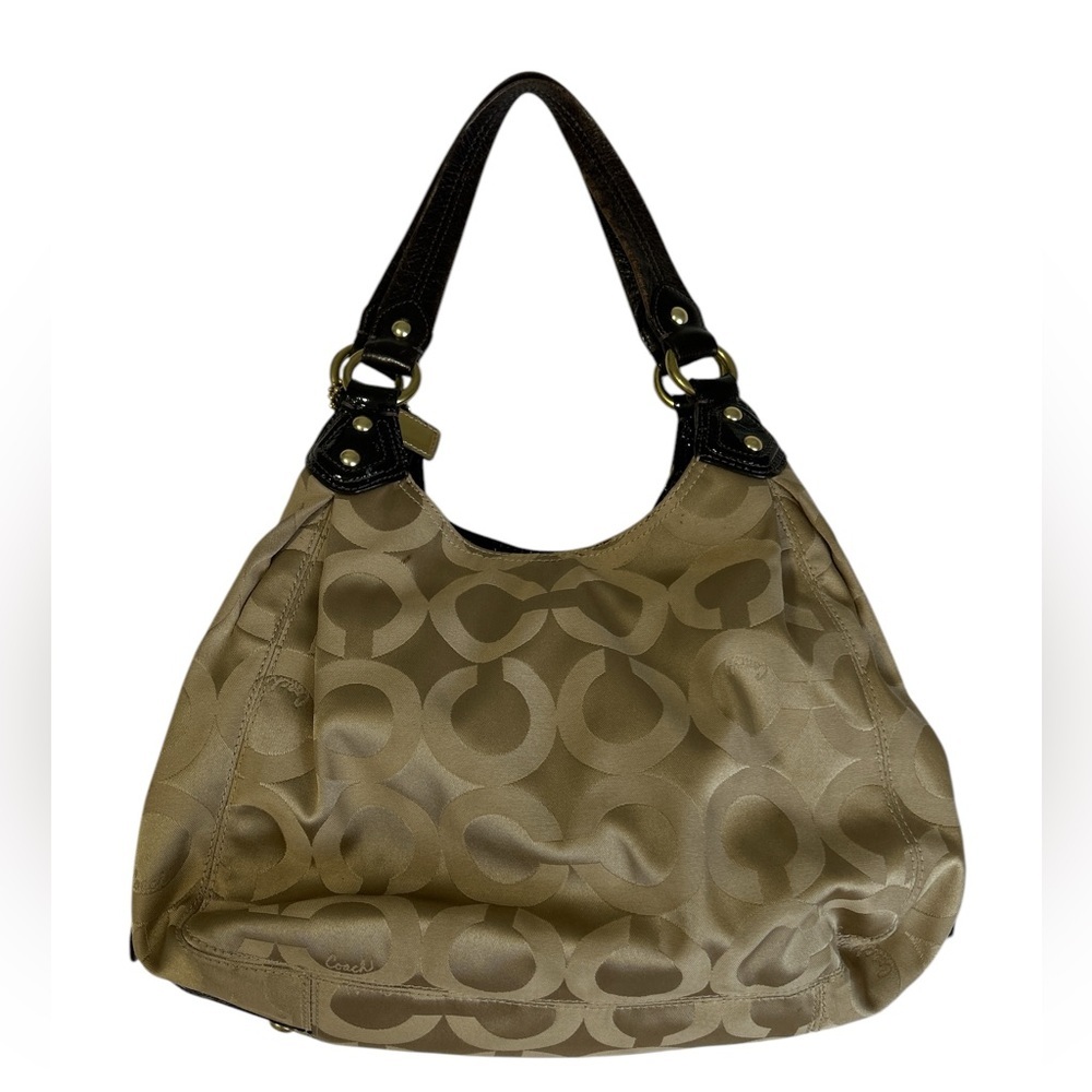 Coach Signature C Beige & Brown Leather Hobo Bag - Picture 10 of 12